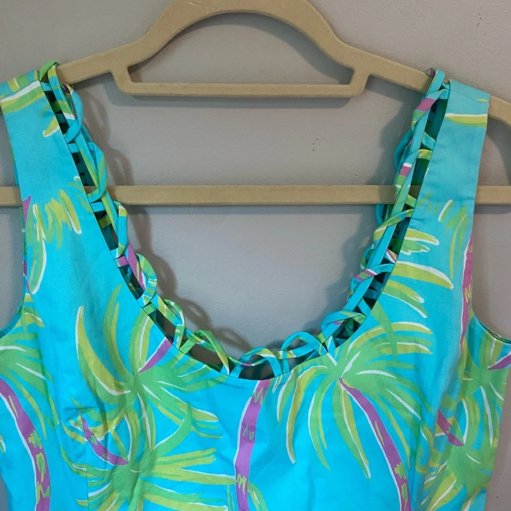Lilly Pulitzer “Shorely Blue Lazy and Hazy” Logan Palm Tree Dress - Picture 3 of 4